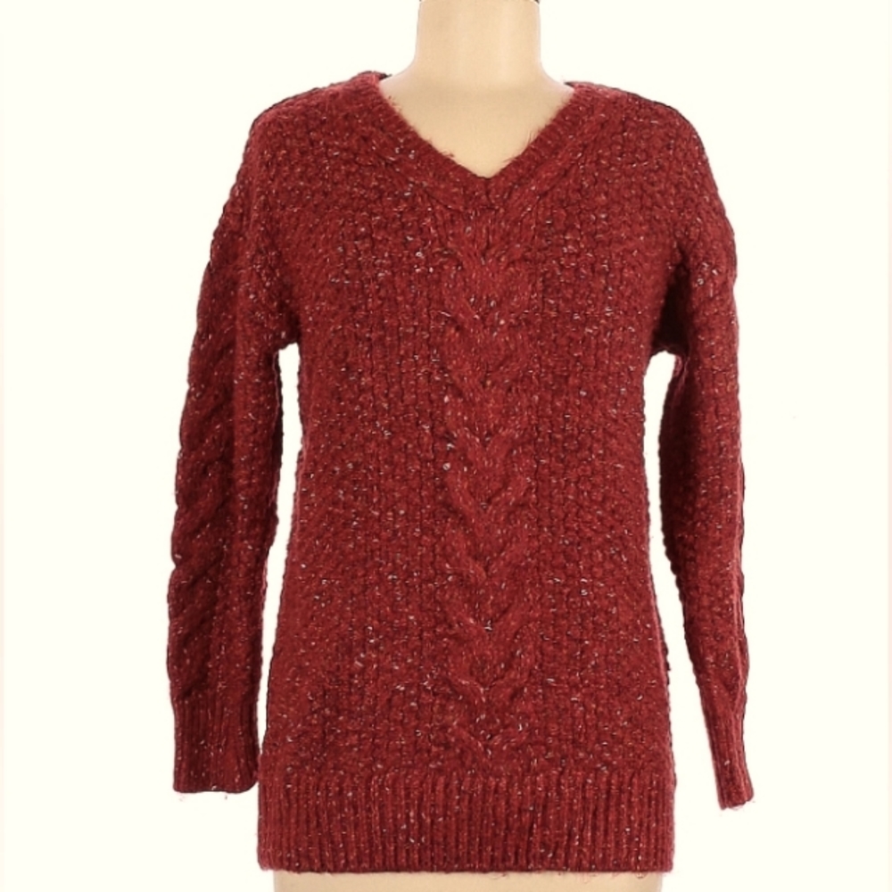 Vintage Adrienne Vittadini V-neck cable knit sweater Size S